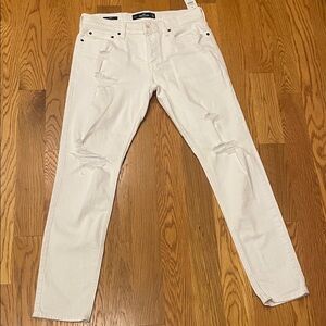 Hollister Men's White Distressed Skinny Jeans (31x32) (f)